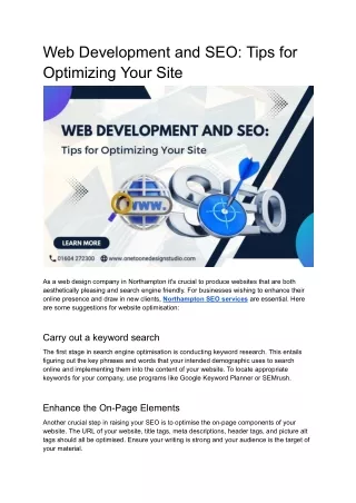 web development and seo tips for optimizing your