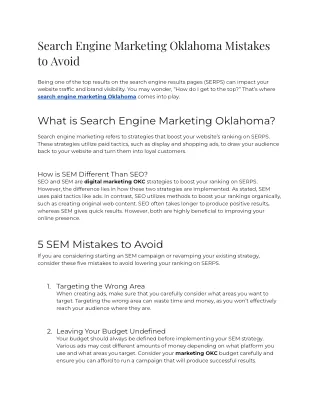 2023 - Search Engine Marketing Oklahoma Mistakes to Avoid