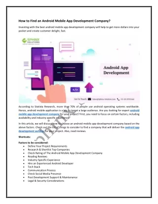 how to find an android mobile app development