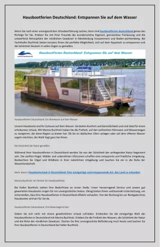 Hausbootferien Deutschland: Entspannen Sie auf dem Wasser