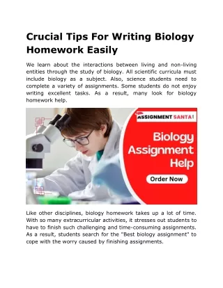 Crucial Tips For Writing Biology Homework Easily