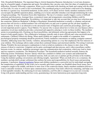 title household mediation the important thing