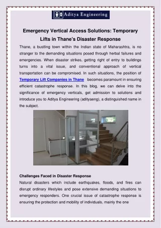 Emergency Vertical Access Solutions Temporary Lifts in Thane's Disaster Response