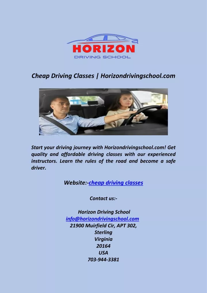 cheap driving classes horizondrivingschool com