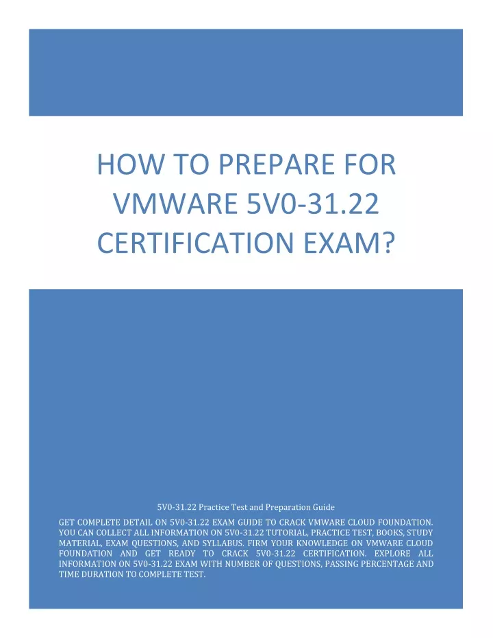 how to prepare for vmware 5v0 31 22 certification