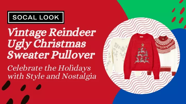 vintage reindeer ugly christmas sweater pullover