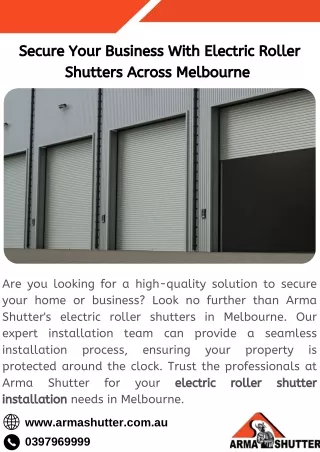 Secure Your Business With Electric Roller Shutters Across Melbourne