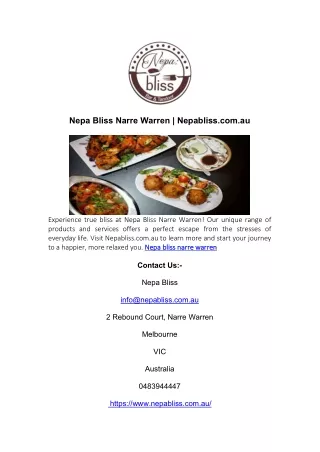 Nepa Bliss Narre Warren | Nepabliss.com.au