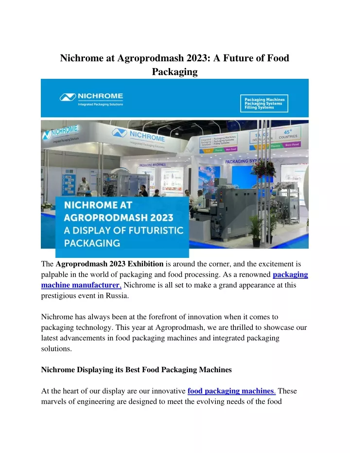 nichrome at agroprodmash 2023 a future of food