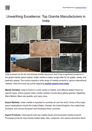 Unearthing Excellence: Top Granite Manufacturers in India