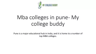 Mba colleges in pune- My college buddy