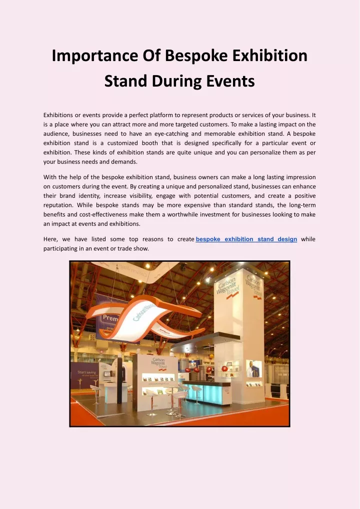 importance of bespoke exhibition stand during