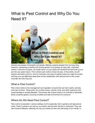 What Is Pest Control and Why Do You Need It