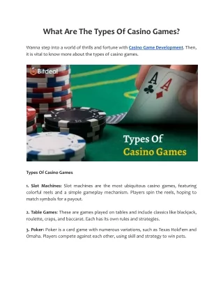 what are the types of casino games