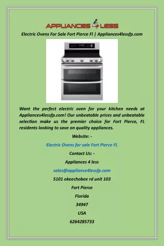 Electric Ovens For Sale Fort Pierce Fl  Appliances4lessfp