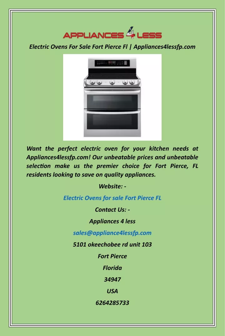 electric ovens for sale fort pierce