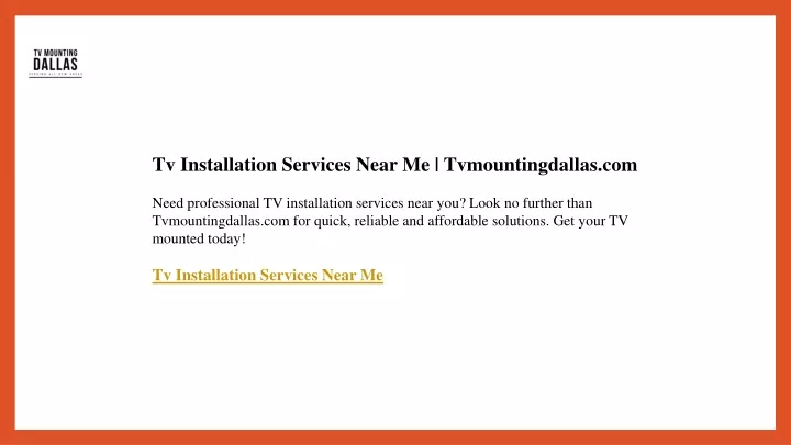 tv installation services near me tvmountingdallas