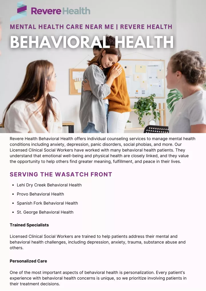 revere health behavioral health offers individual