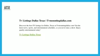 Tv Listings Dallas Texas  Tvmountingdallas.com