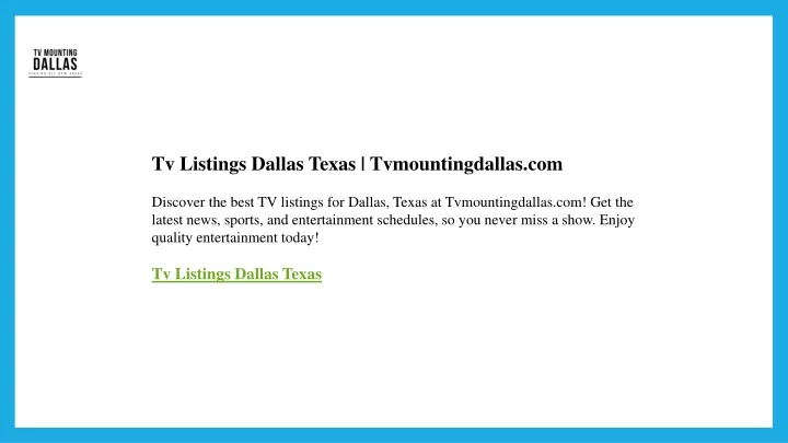 tv listings dallas texas tvmountingdallas