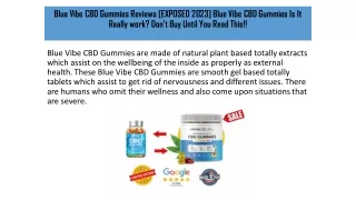 Blue Vibe CBD Gummies Reviews