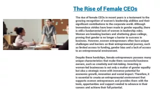 The Rise of Female CEOs