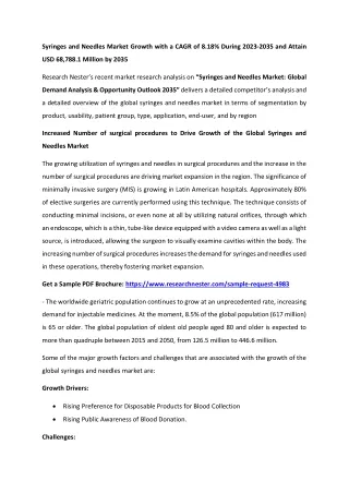 syringes and needles market growth with a cagr