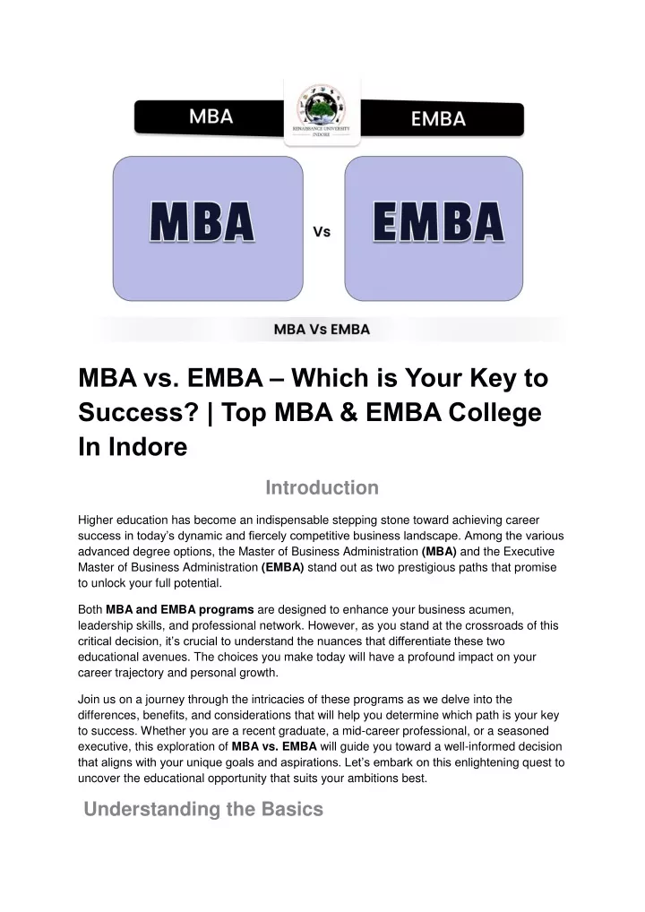 mba vs emba which is your key to success