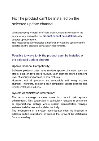 fix the product can t be installed