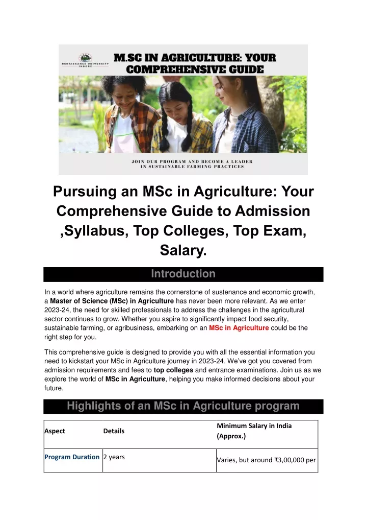 pursuing an msc in agriculture your comprehensive