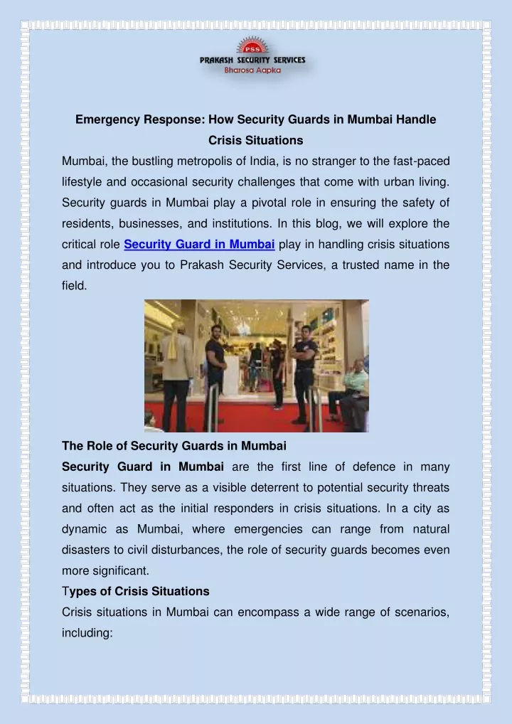 emergency response how security guards in mumbai