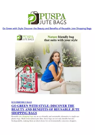 Discover the Beauty and Benefits of Reusable Jute Shopping Bags