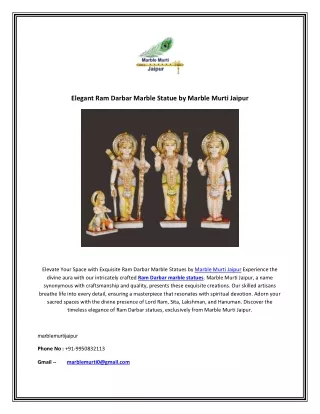 elegant ram darbar marble statue by marble murti