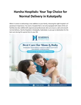 best hospital for normal delivery in hyderabad - Harsha Hospitals