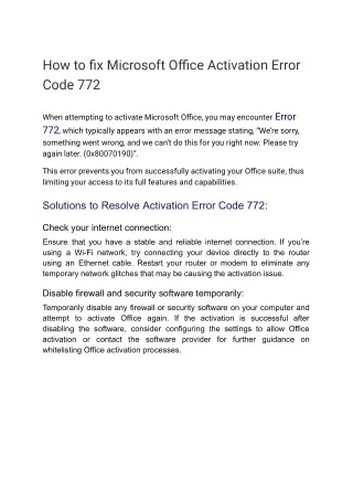 how to fix microsoft office activation error code