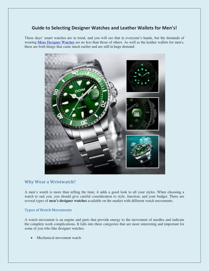 guide to selecting designer watches and leather