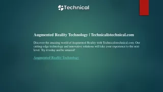 Augmented Reality Technology  Technicalistechnical.com