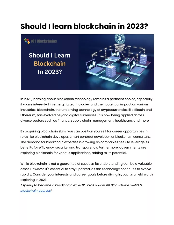 should i learn blockchain in 2023