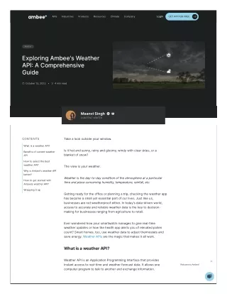 Exploring Ambee's Weather API A Comprehensive Guide