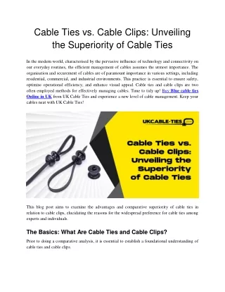 Cable Ties vs Cable Clips - Unveiling the Superiority of Cable Ties