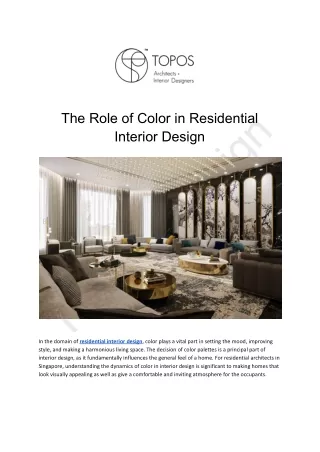 The Role of Color in Residential Interior Design