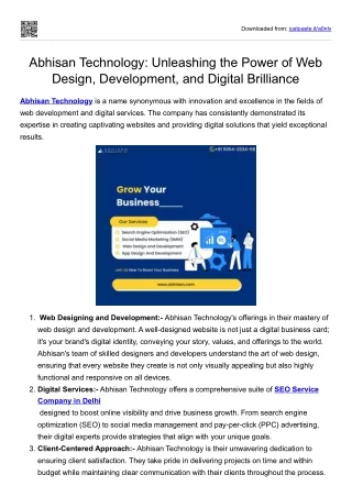 Abhisan Technology Unleashing the Power of Web Design, Development, and Digital Brilliance