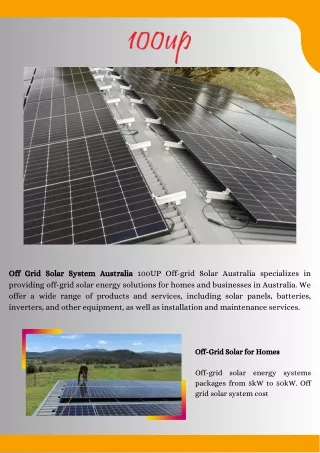 Off Grid Solar System Australia 100up
