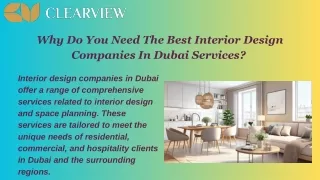 Why Do You Need The Best Interior Design Companies In Dubai Services