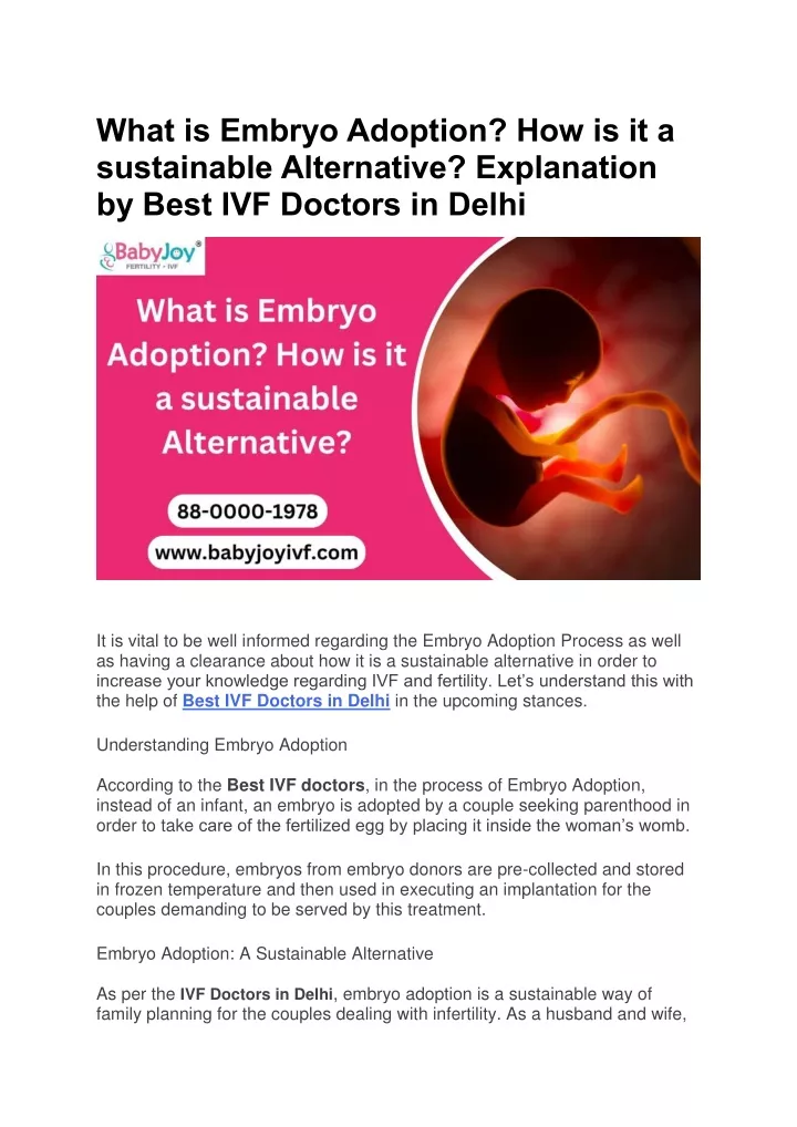 what is embryo adoption how is it a sustainable