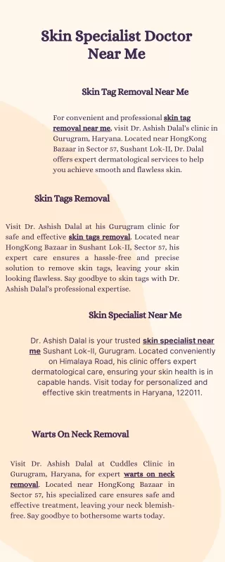 Skin Specialist Doctor Near Me