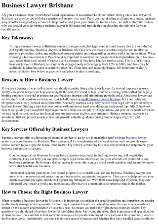 Best Business Lawyers Brisbane 2023