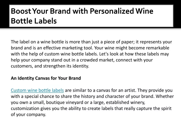 boost your brand with personalized wine bottle labels