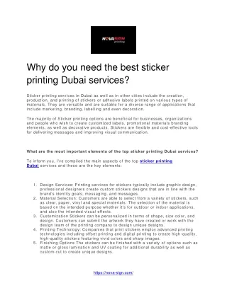 Why do you need the best sticker printing Dubai services