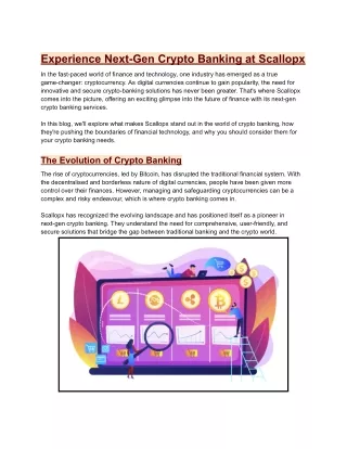 Experience Next-Gen Crypto Banking at Scallopx